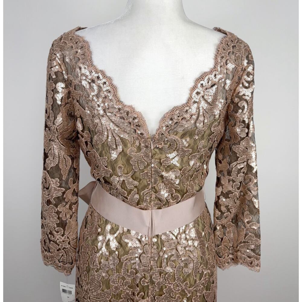 NWT Tadashi Shoji Paillette Embroidered Gown in Gisng Size 12 - Picture 6 of 16